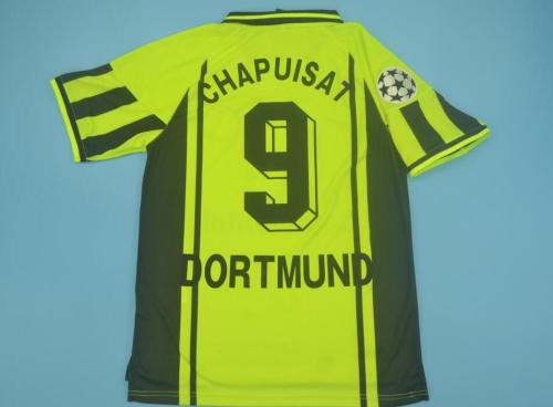with UCL Patch Retro Jersey 1996-1997 Borussia Dortmund 9 CHAPUISAT Home Soccer Jersey