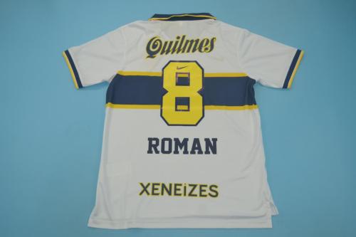 Retro Jersey 1996-1997 Boca Juniors #8 ROMAN Away White Soccer Jersey