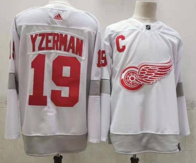 2020 Detroit Red Wings 19 YZERMAN White NHL Jersey