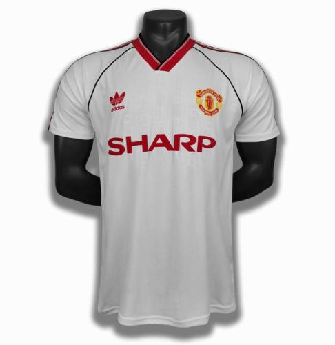 Retro Jersey 1988-1990 Manchester United Away White Soccer Jersey Vintage Football Shirt