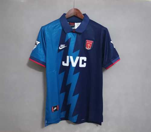 with EPL Patch Retro Jersey 1995-1996 Arsenal Away Blue Soccer Jersey Vintage Football Shirt
