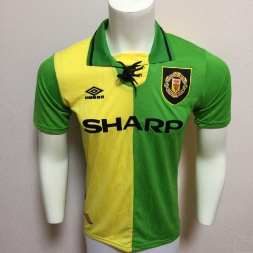 Retro Jersey 1992-94 Manchester United Away Green/Yellow Soccer Jersey