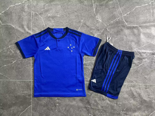 Youth Uniform Kids Kit 2023-2024 Cruzeiro Home Soccer Jersey Shorts