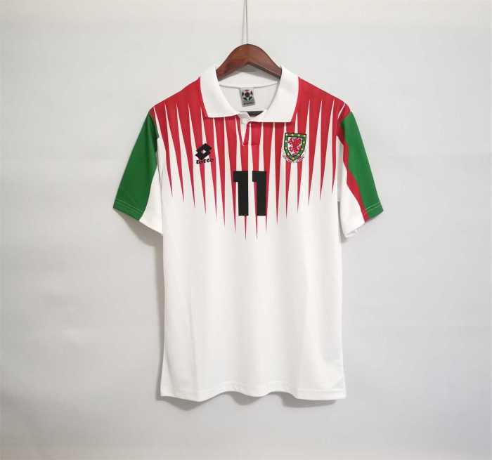 Retro Jersey 1996-1998 Wales 11 Away White Soccer Jersey Vintage Football Shirt