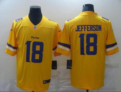 Minnesota Vikings 18 JEFFERSON Yellow NFL Jersey