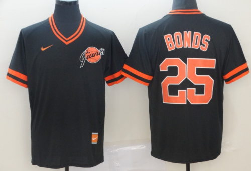 2019 San Francisco Giants #  25  BONDS Black MLB Jersey