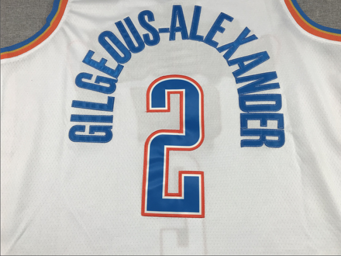 New Oklahoma City Thunder GILGEOUS-ALEXANDER 2 White NBA Jersey Basketball Shirt