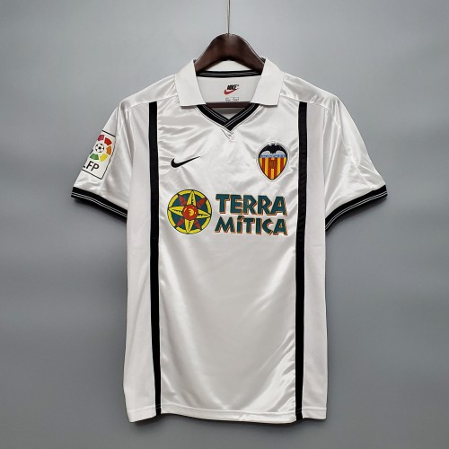 with LFP Patch Retro Shirt Valencia Camisetas de Futbol 2000-2001 Valencia Home Vintage Soccer Jersey