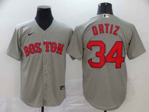 Boston Red Sox 34 ORTIZ Grey 2020 Cool Base Jersey