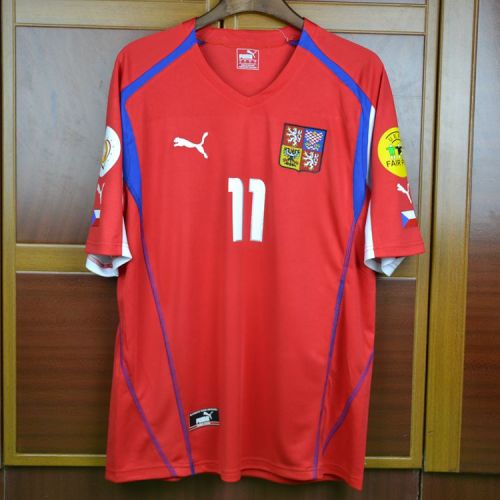 with Patch Retro Shirt 2004 Czech Republic Home Soccer Jersey