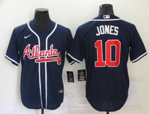 Atlanta Braves 10 JONES Dark Blue Cool Base Jersey