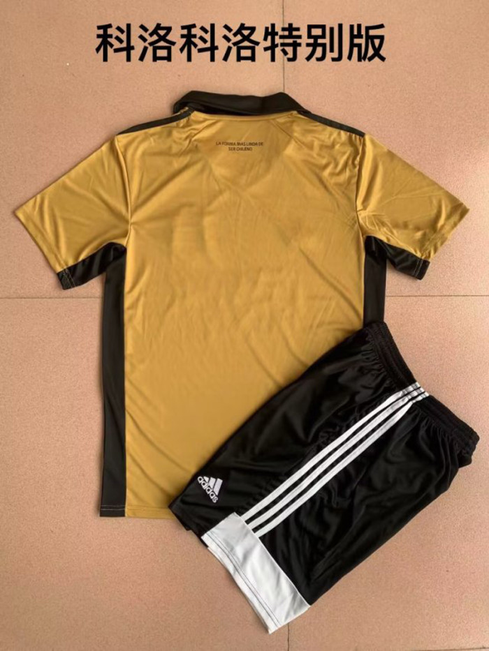Youth Uniform Kids Kit 2023-2024 Colo-Colo Special Gold Soccer Jersey Shorts