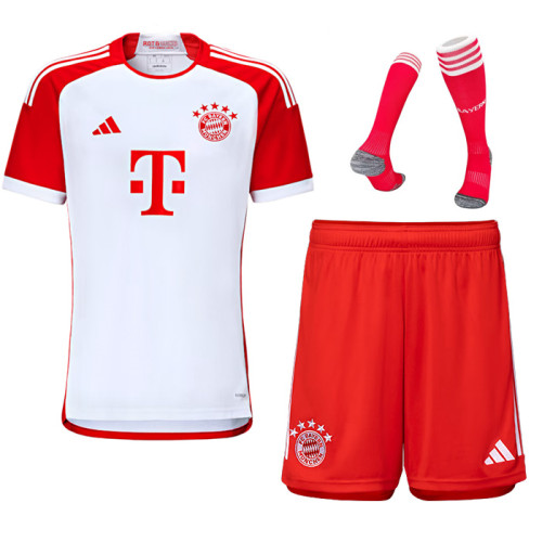 Youth Uniform+Socks 2023-2024 Bayern Munich Home Soccer Jersey Shorts Socks