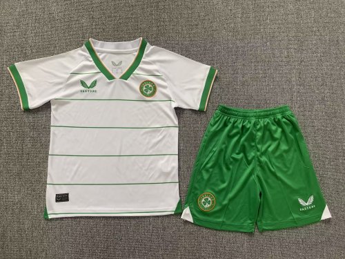 Youth Uniform Kids Kit 2023-2024 Ireland Away White Soccer Jersey Shorts