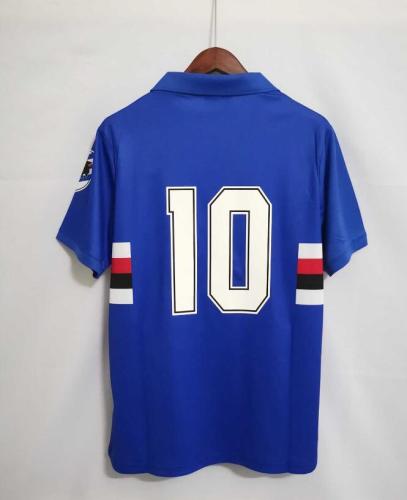 Retro Jersey 1991-1992 Sampdoria 10 Home Blue Soccer Jersey