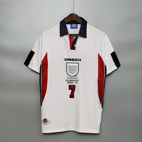 with Front Lettering Retro Jersey 1998 England Home Soccer Jersey
