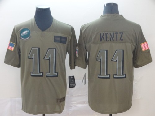Philadelphia Eagles 11 Carson Wentz 2019 Olive Salute To Service Limited Jersey