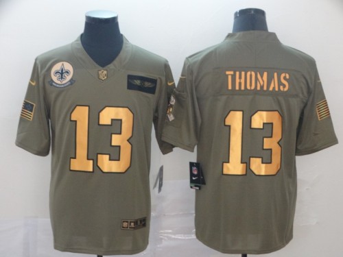 New Orleans Saints 13 Michael Thomas 2019 Olive Gold Salute To Service Limited Jersey
