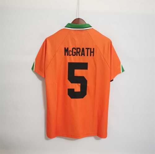 Retro Jersey 1997-1998 Ireland McGRATH 5 Away Orange Soccer Jersey