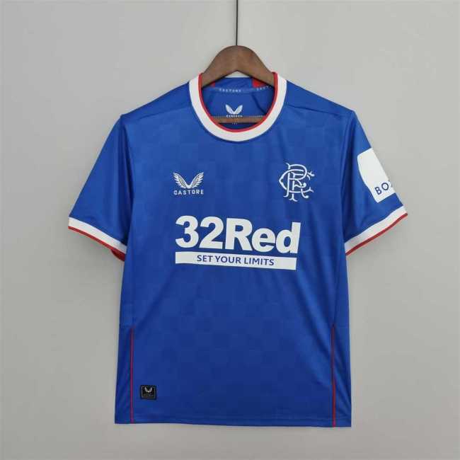 with Patch Fans Version 2022-2023 Rangers Home Soccer Jersey