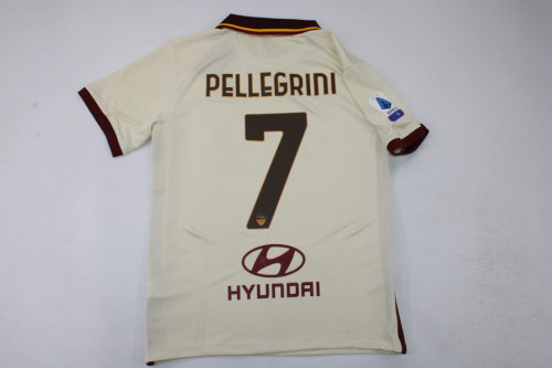 with Serie A Patch Retro Maillot 2020-2021 As Roma PELLEGRINI 7 Vintage Away Soccer Jersey