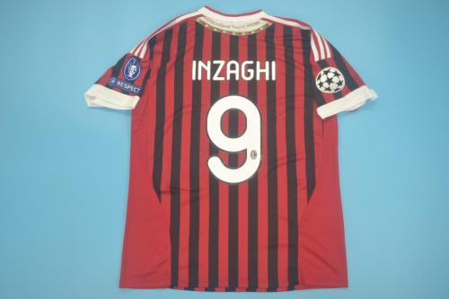 with UCL+Front Patch Retro Jersey Ac Milan 2011-2012 INZAGHI 9 Home Soccer Jersey