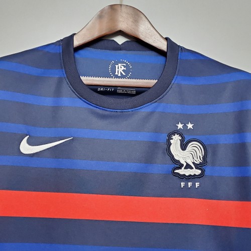 with 2 Stars Retro Jersey  France 2020 Home Jersey Vintage Football Shirt