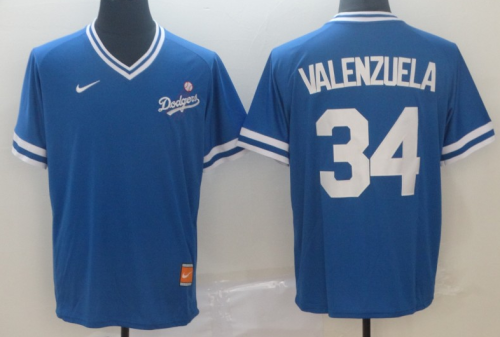2019 Los Angeles Dodgers # 34 VALENZUELA Blue MLB Jersey