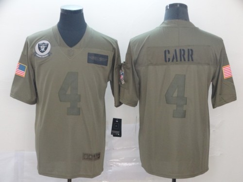 Oakland Raiders 4 Derek Carr 2019 Olive Salute To Service Limited Jersey