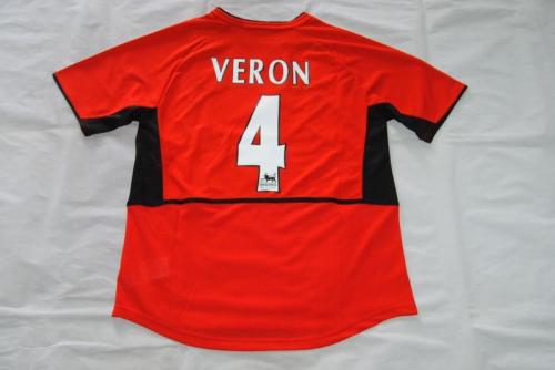 Retro Jersey 2002-2004 Manchester United 4 VERON Home Soccer Jersey Vintage Football Shirt