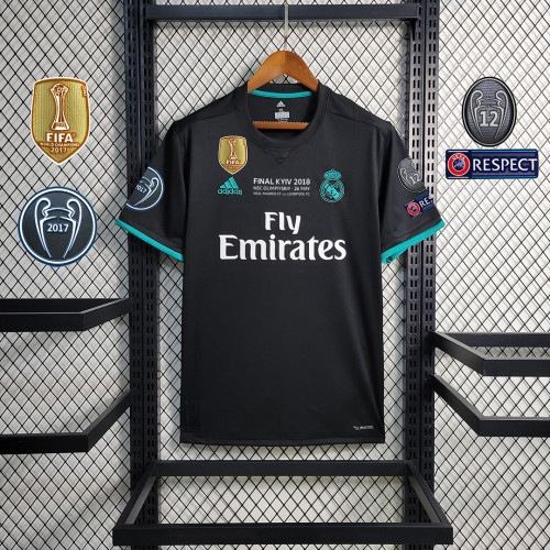 with Front Patch+Front Lettering+UCL Patch Retro Jersey 2017-2018 Real Madrid Away Soccer Jersey