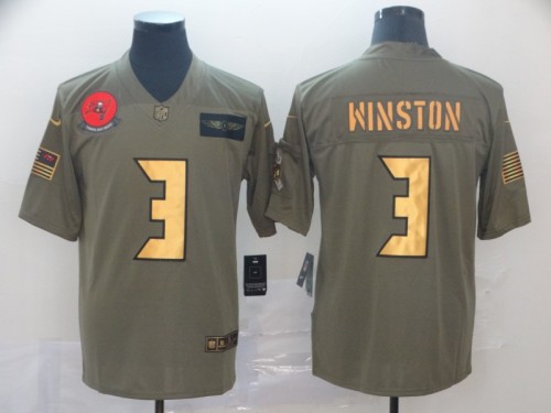 Tampa Bay Buccaneers 3 Jameis Winston 2019 Olive Gold Salute To Service Limited Jersey