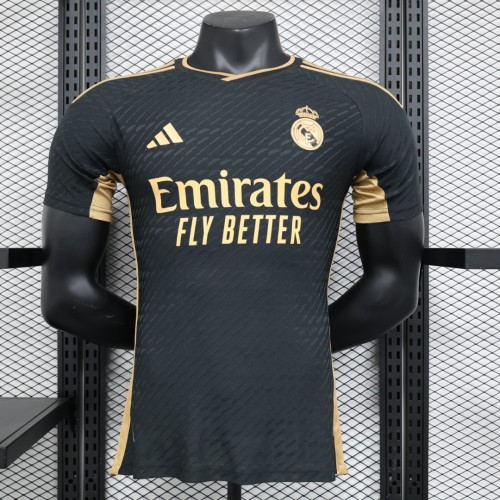 Real Camisetas de Futbol Player Version 2023-2024 Real Madrid 3rd Away Black Soccer Jersey