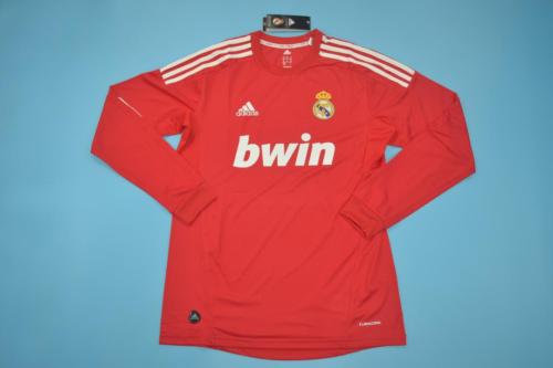 Retro Jersey Long Sleeve 2011-2012 Real Madrid Third Red Soccer Jersey Vintage Football Shirt