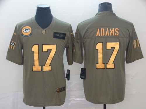 Green Bay Packers 17 Davante Adams 2019 Olive Gold Salute To Service Limited Jersey