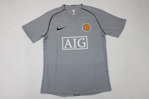 Retro Man United Shirt 2007-2008 Manchester United Grey Goalkeeper Soccer Jersey