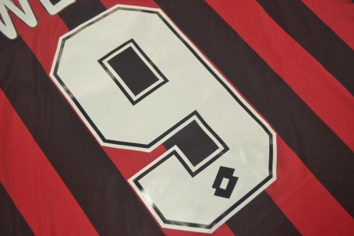 with Serie A Patch Retro Jersey 1996-1997 AC Milan 9 WEAH Home Soccer Jersey