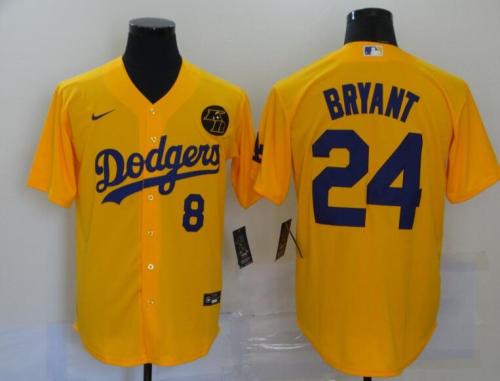 Los Angeles Dodgers 8 BRYANT 24 Yellow Cool Base Jersey