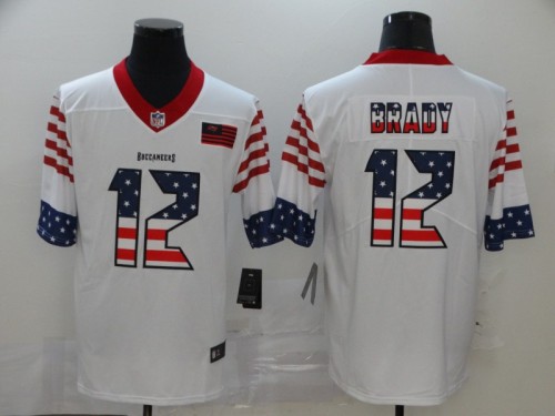 Tampa Bay Buccaneers 12 Tom Brady White USA Flag Fashion Limited Jersey