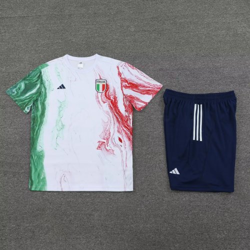 Adult Uniform 2023-2024 Italy White Soccer Training Jersey Shorts