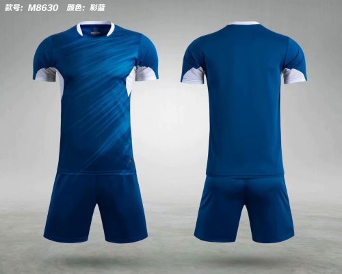 M8630 Color Blue  Tracking Suit Adult Uniform Soccer Jersey Shorts
