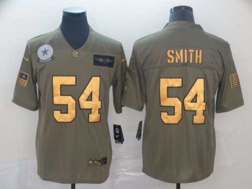 Dallas Cowboys 54 Jaylon Smith 2019 Olive Gold Salute To Service Limited Jersey