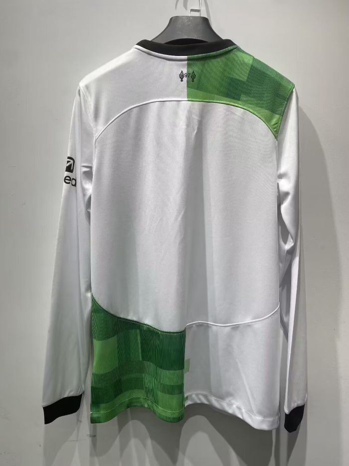 Long Sleeve Fan Version 2023-2024 Liverpool Away White Football Shirt