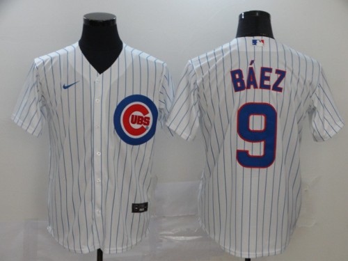 Chicago Cubs 9 BAEZ White 2020 Cool Base Jersey