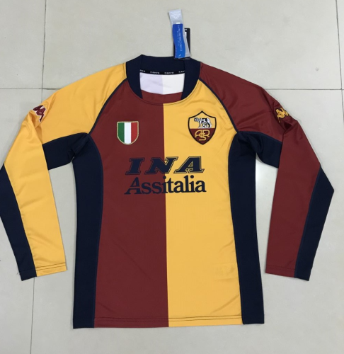 Retro Jersey Long Sleeve As Roma 2001-2002 Champions League Home Soccer Jersey