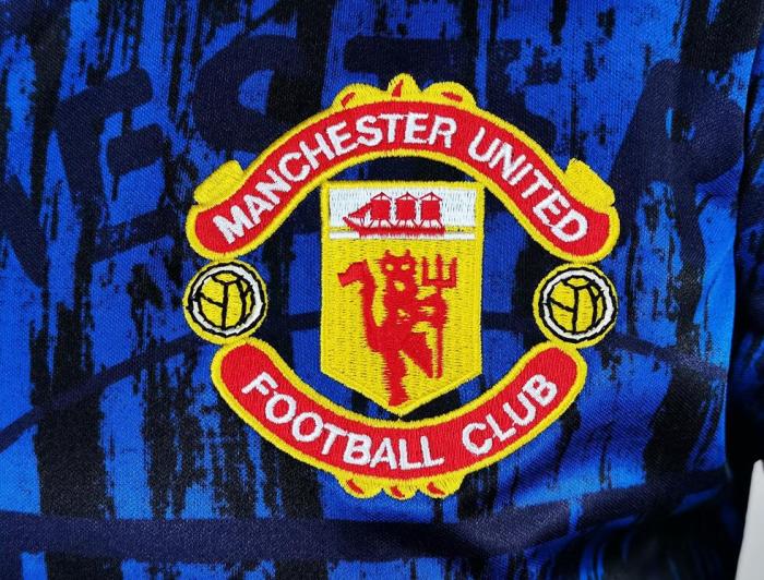 Retro Jersey Long Sleeve 1992-1993 Manchester United Away Blue Soccer Jersey