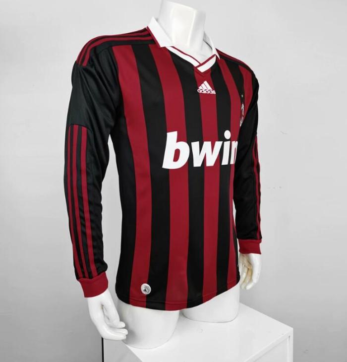 Retro Jersey Long Sleeve 2009-2010 Ac Milan Home Soccer Jersey