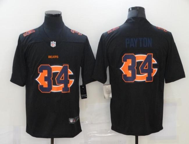 Bears 34 Walter Payton Black Shadow Logo Limited Jersey