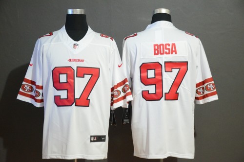 San Francisco 49ers 97 Nick Bosa White Team Logos Fashion Vapor Limited Jersey