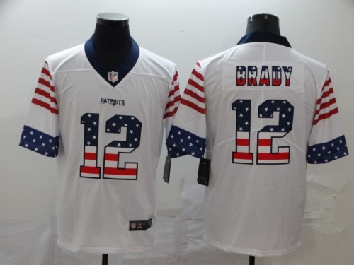 New England Patriots 12 Tom Brady White USA Flag Fashion Limited Jersey